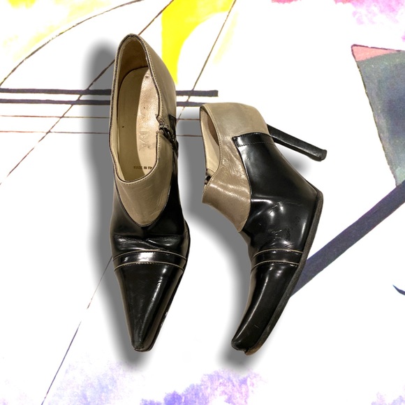 Prada Shoes - PRADA Olive Green and Black Leather Booties RARE Y2K